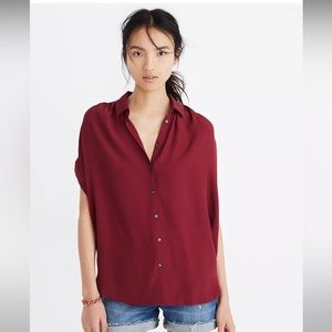 Madewell Central Drapey Shirt in burgundy. Size XS